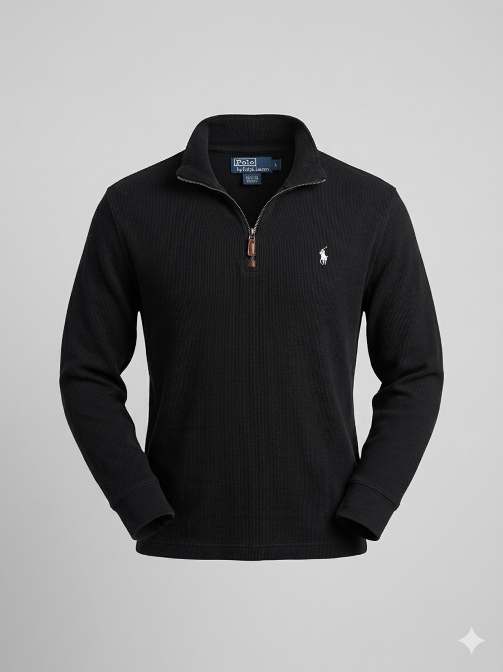 Vintage Polo Ralph Lauren 1/4 Zip Pullover Sweater Black Cotton Mens Large